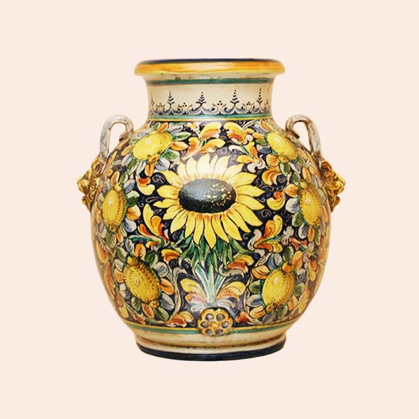 LG110B 48 - Rounded vase cm 48 H Lemons and sunflowers